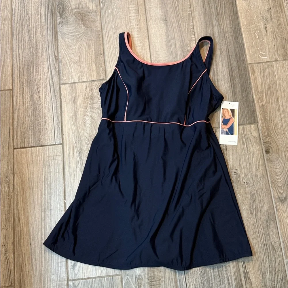 Amoena‎ Women's Swim Dress Navy Pink Size 14 NWT